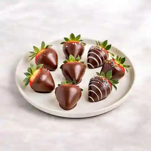 Caja De 8 Fresas Con Chocolate Decoradas