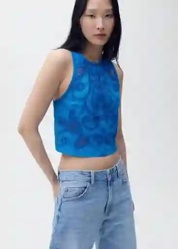 Top Milly Azul Talla L Mujer Mango