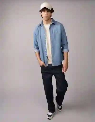 Camisa Hombre Azul Talla Large 2954936 American Eagle