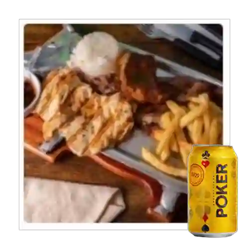 Combo Tres Carnes + Cerveza Poker Lta 330ml