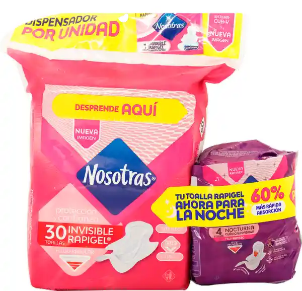 Nosotras Toalla Higiénica Rapigel Invisible + Toalla Noche