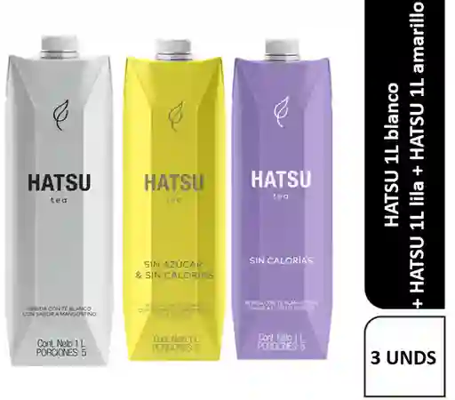 Combo Té Hatsu Blanco 1L+ té Hatsu Amarillo 1L+ Hatsu té Lila 1 L
