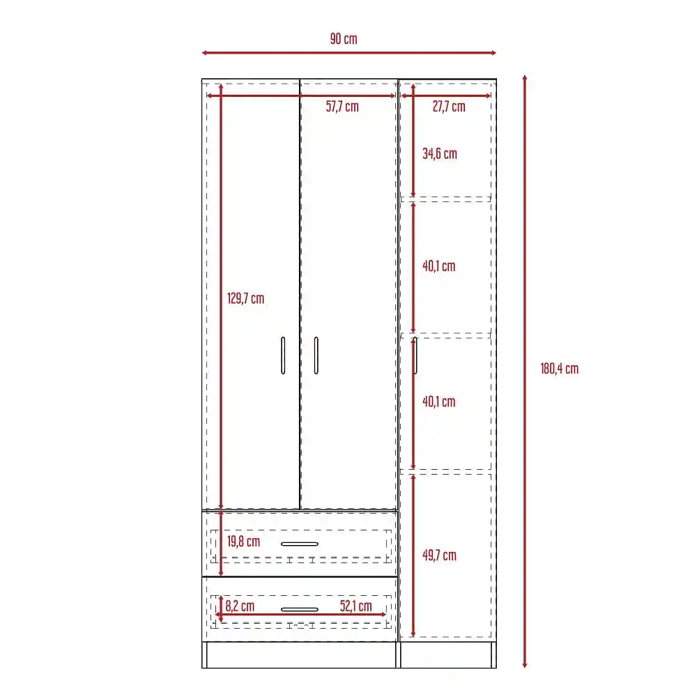 Rta Closet Austral Duna-Blanco 180 x 90 x 47 cm