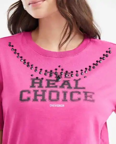 Camiseta Graphic Tee Embellishment Rosado Talla S Chevignon