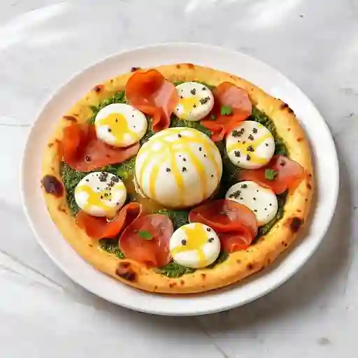 Pizza burrata y miel de trufas