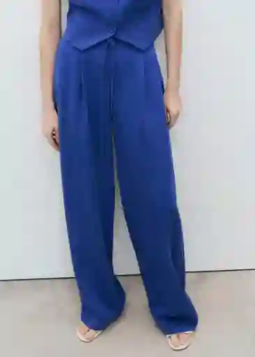 Pantalón Bonnie Azul Talla 40 Mujer Mango