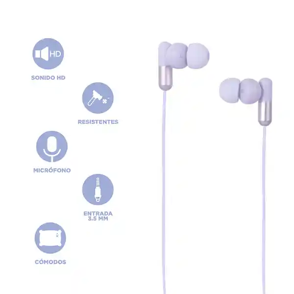 Audífonos 3 Life is For Fun Serie Morado 5 mm Miniso