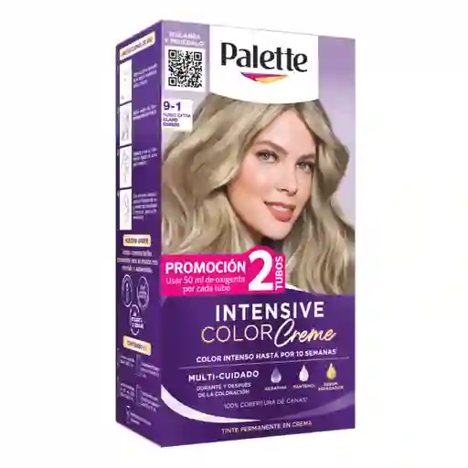 Tinte Palette Color Creme 9-1 Rubio Extra Claro Cenizo