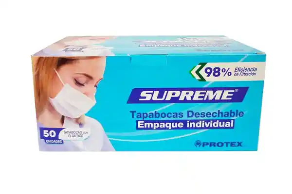 Supreme Tapaboca Desechable Azul Con Elástico