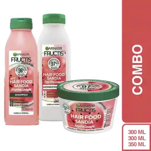 Combo Hair Food Sandía Fructis Shampoo+Acondicionador+Mascarilla