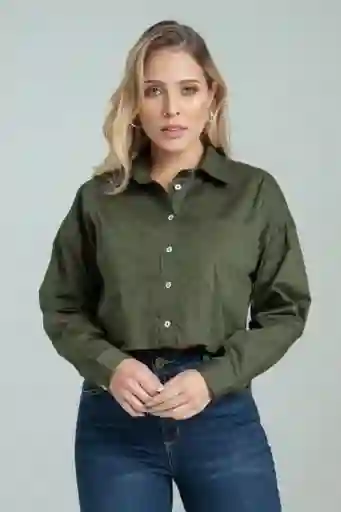 Camisa Crop Onauti Color Verde Militar Talla M Ragged