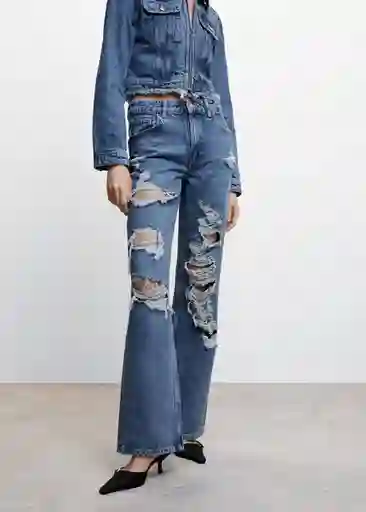 Pantalón Jean Brokens Tejano Medio Talla 34 Mujer Mango