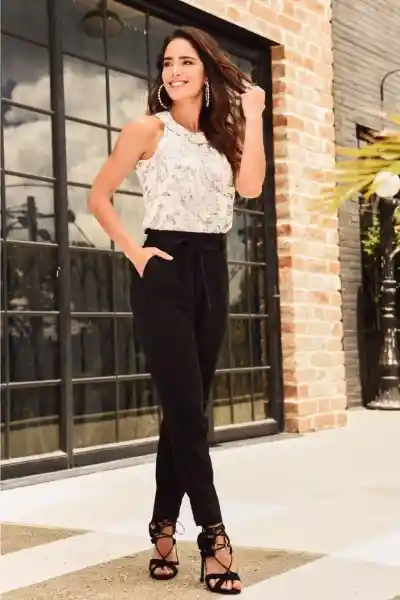 Regged Pantalón Harem Color Negro Talla 6