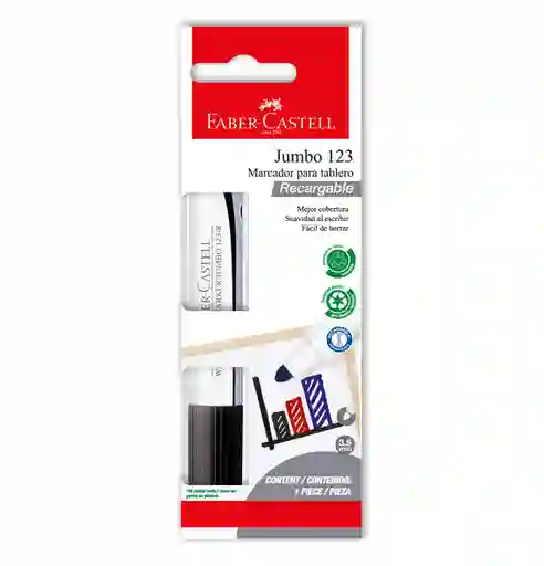 Marcador Recargable Jumbo Negro 123 Faber-Castell