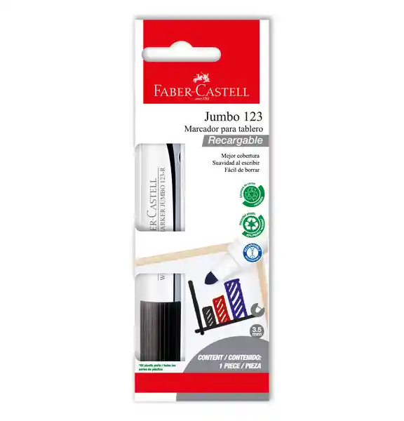 Marcador Recargable Jumbo Negro 123 Faber-Castell