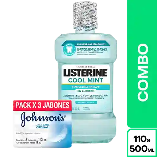 Combo Johnsons Jabón Original 3 Und + Listerine Coolmint Zero