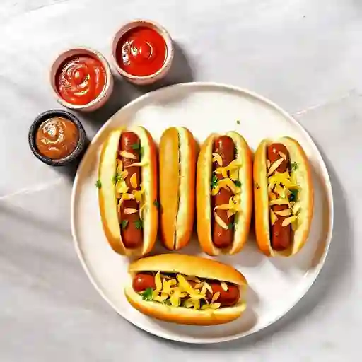 4 Perros Sencillos + 2 Coca Colas 400 ml