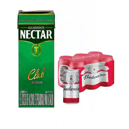 Combo Aguardiente Nectar + Budweiser 6 Und