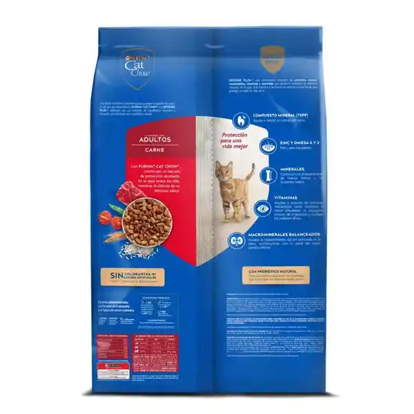 Cat Chow Alimento para Gatos Adultos 1-7 años Activos Carne