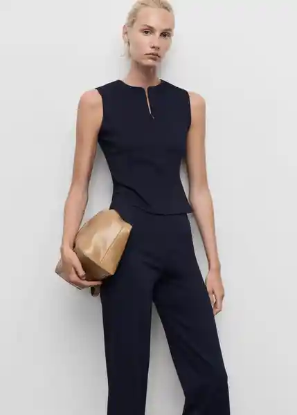 Pantalón Brin Navy Talla L Mujer Mango