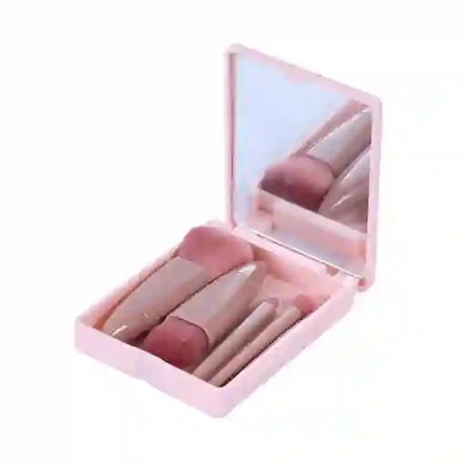 Set de Brochas de Maquillaje Portátiles Con Caja Espejo Miniso