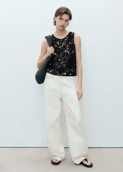 Top Giardino Negro Talla S Mujer Mango