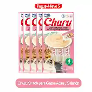 5 x Churu Snack Para Gatos Atun y Salmon
