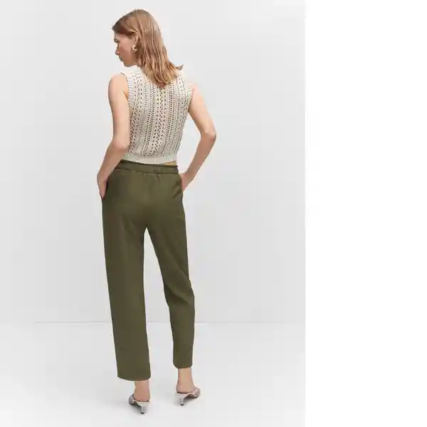 Pantalón Fluido Khaki Talla 18 Mujer Mango