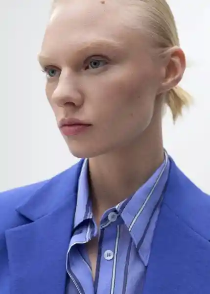 Blazer Americana Palma Azul Talla XS Mujer Mango