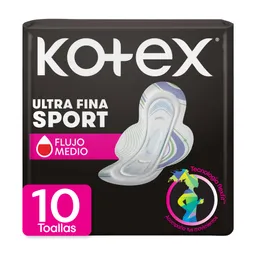 Toallas Femeninas Kotex Sport Ultradelgadas 10 Unidades