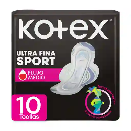 Toallas Femeninas Kotex Sport Ultradelgadas 10 Unidades