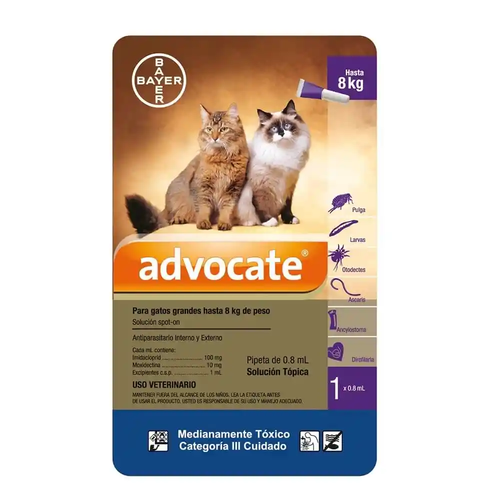 Advocate Antiparasitario Gato Hasta 0.8 mL