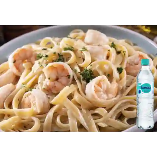 Combo Pasta con Camarones + Brisa Sin Gas 600ML