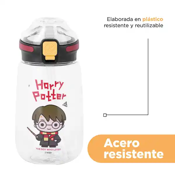 Botella Plástico Tapa Automática Serie Harry Potter Negra Miniso