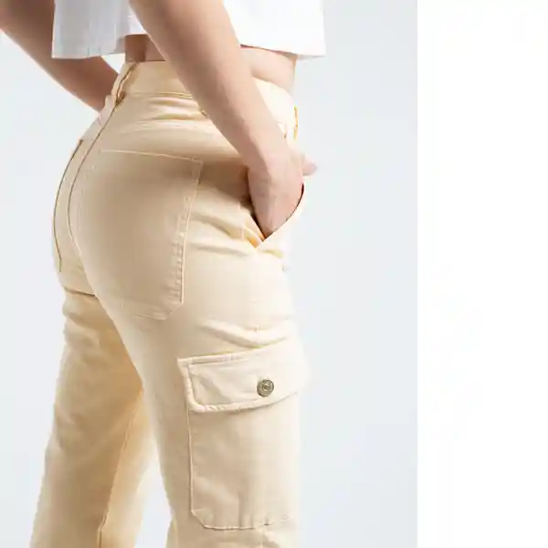  Pantalon Saray Mujer Amarillo Luminoso Claro Talla 8 Naf-Naf 