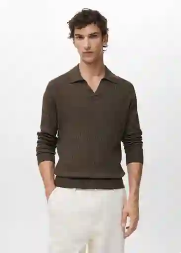 Camiseta Polo Taurus Khaki Talla M Hombre Mango
