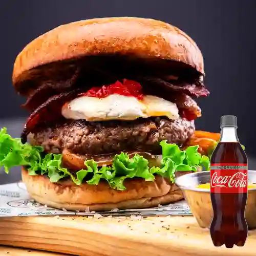 Combo Hamburguesa la Diez +Cocacola Light 400ml