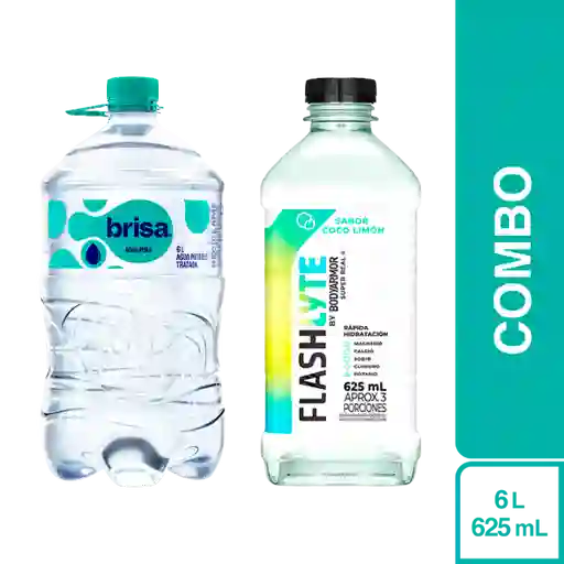 Combo Agua Brisa Bidón 6L + Flashlyte Coco 625 mL