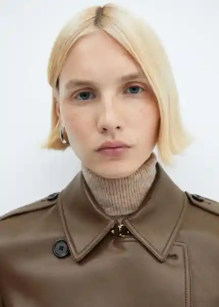Abrigo Trench Polanapu Marrón Talla S Mujer Mango