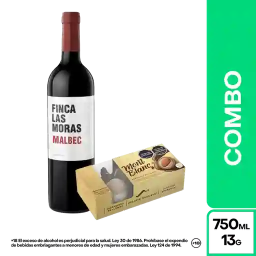 Combo Finca Las Moras Malbec + Montblanc Relleno Crema Almendras