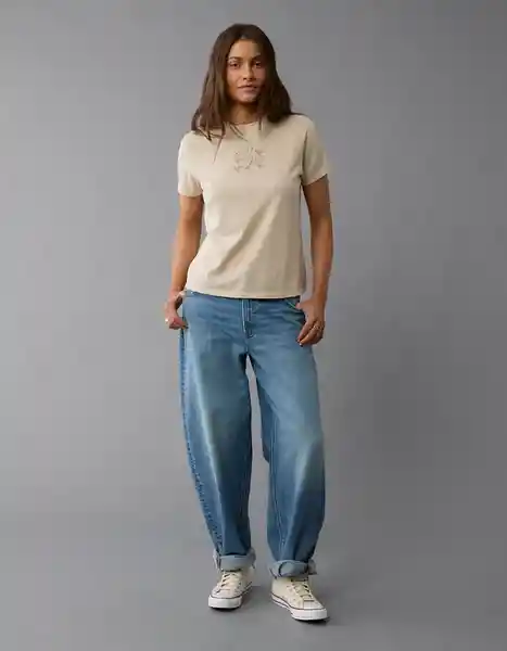Camiseta Mujer Beige Talla: MEDIUM 9929106 American Eagle