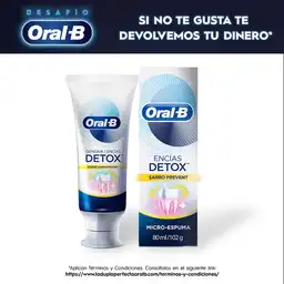 Oral-B Crema Dental Encías Detox Sarro Prevent Microespuma con Flúor 80 ml