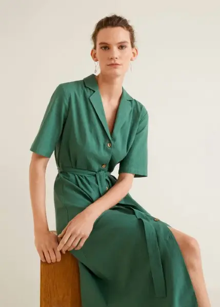 Vestido Tulip A Esmeralda Talla S Mujer Mango