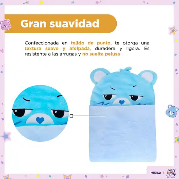 Manta Con Capucha Colección Care Bears Azul Miniso