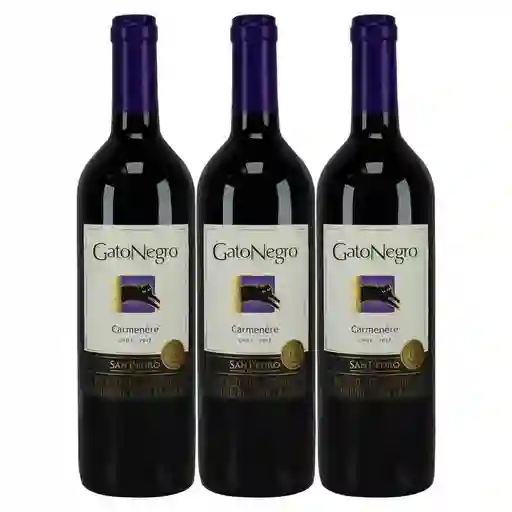 Vino Gato Negro Carmenere X750 Ml 2X3