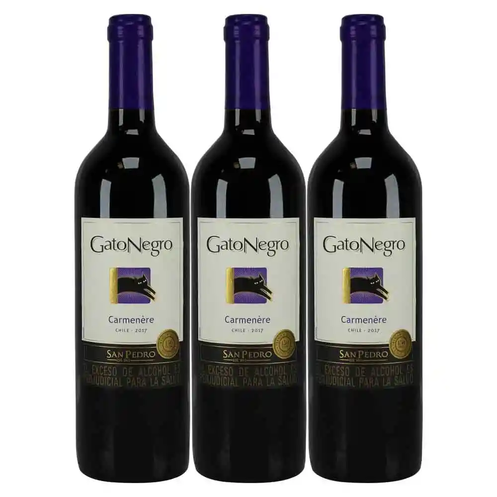 Vino Gato Negro Carmenere X750 Ml 2X3