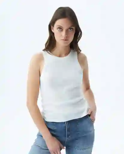 Camiseta Essential Ribbed Femenino Blanco 0 Claro XS Chevignon