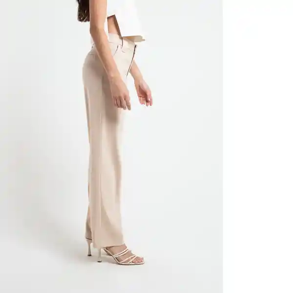  Pantalon Drew Beige Goma Medio Talla 6 Naf-Naf 