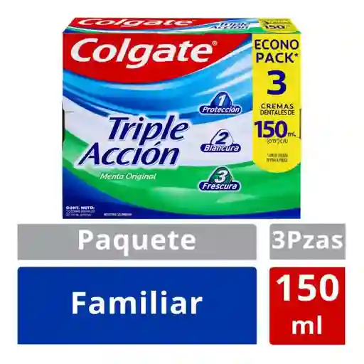 Colgate Crema Dental Triple Acción 150 mL x 3 Und