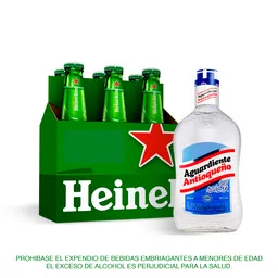 Six Pack Cerveza Heineken Lata 269 Ml + Antioqueño Sin Azucar Azul 750 Ml